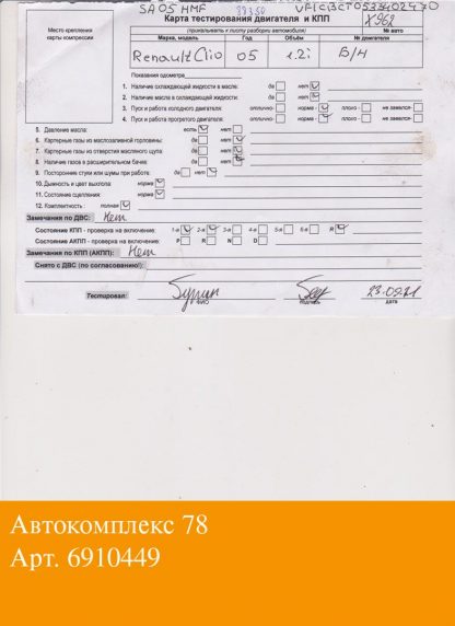 Двигатель Renault Clio 1998-2008 D4F 722